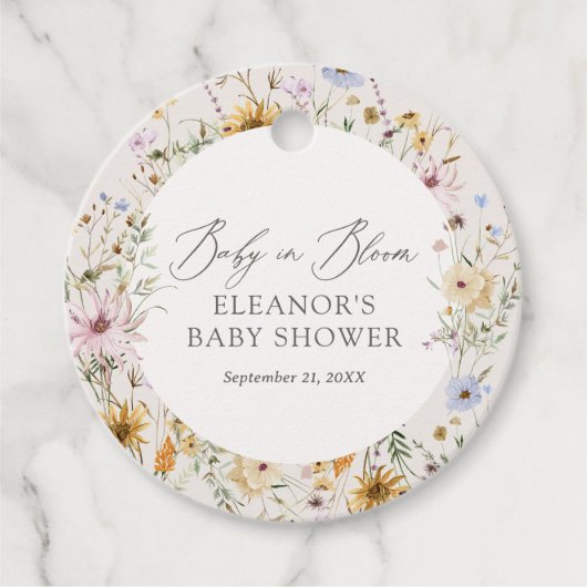 Baby in Bloom Spring Wildflower Baby shower Bedankjes Labels (Voorkant)