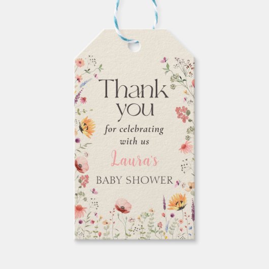 Baby in Bloom Spring Wildflower Baby shower Cadeaulabel (Voorkant)