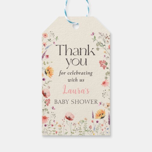 Baby in Bloom Spring Wildflower Baby shower Cadeaulabel (Achterkant)