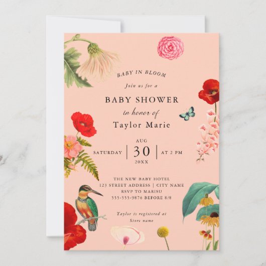Baby in Bloom | Spring Wildflower Baby shower Kaart (Voorkant)