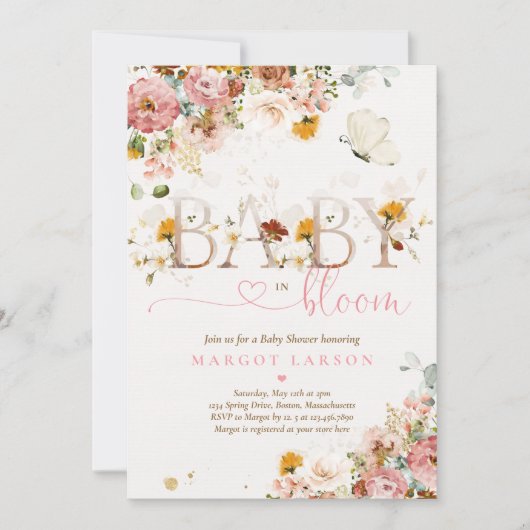 Baby in Bloom Spring Wildflower Baby shower Kaart (Voorkant)