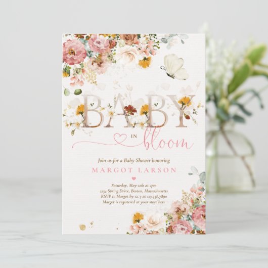 Baby in Bloom Spring Wildflower Baby shower Kaart (Staand voorkant)