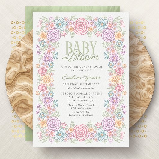 Baby in Bloom Spring Wildflower Baby shower Kaart
