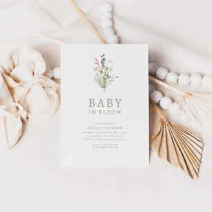 Baby in Bloom Spring Wildflower Baby shower Kaart