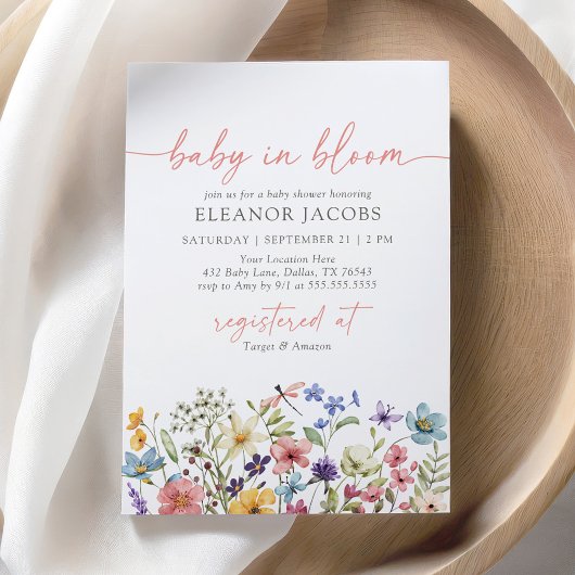 Baby in Bloom Spring Wildflower Baby shower Kaart