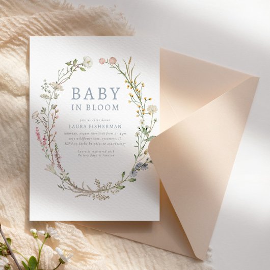 Baby in Bloom Spring Wildflower Baby shower Kaart