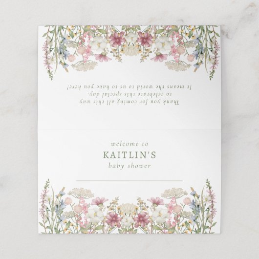 Baby in Bloom Spring Wildflower Baby shower Plaatskaartje (Buitenkant ongevouwen)