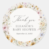 Baby in Bloom Spring Wildflower Baby shower Ronde Sticker (Voorkant)