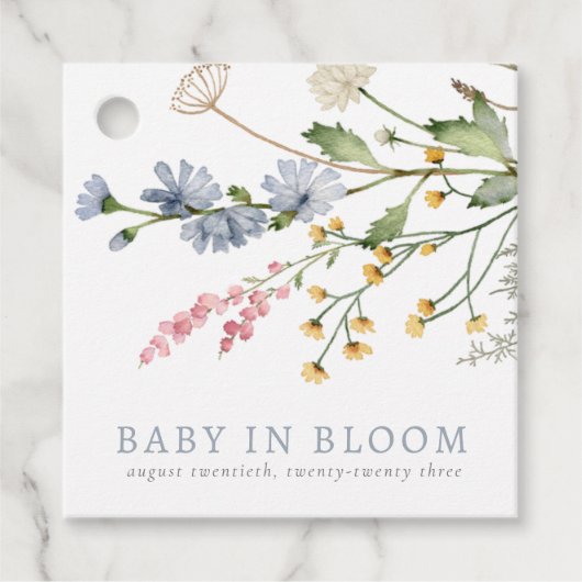 Baby in Bloom Spring Wildflower Bouquet Bedankjes Labels (Voorkant)