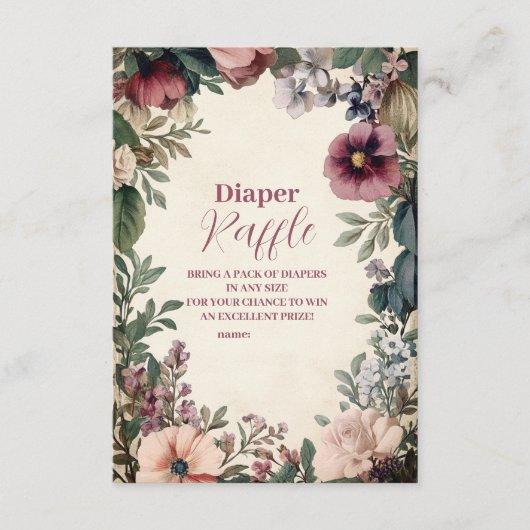 Baby in Bloom Spring Wildflower Diapper Raffle Informatiekaartje (Voorkant)