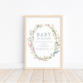 Baby in Bloom Spring Wildflower Welcome Poster