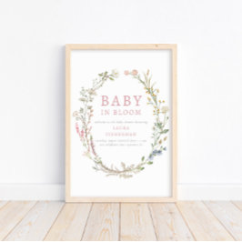 Baby in Bloom Spring Wildflower Welcome Poster