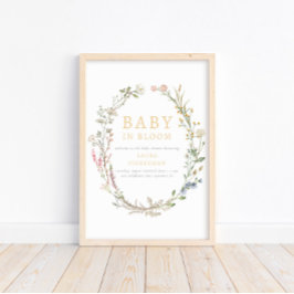 Baby in Bloom Spring Wildflower Welcome Poster