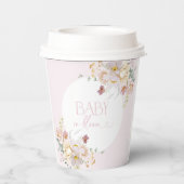 Baby in Bloom Stijlvolle Bloemen Roze Baby shower Papieren Bekers (Achterkant)