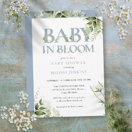 Baby In Bloom Stofblauwe Groene Baby Shower Kaart