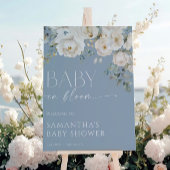 Baby in Bloom stoffig blauw bloemenjongen baby sho Poster