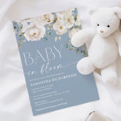 Baby in Bloom stoffige blauw witte bloemenjongensd Kaart