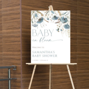 Baby in Bloom stoffige blauwe jongen baby shower w Poster