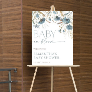 Baby in Bloom stoffige blauwe jongen baby shower w Poster
