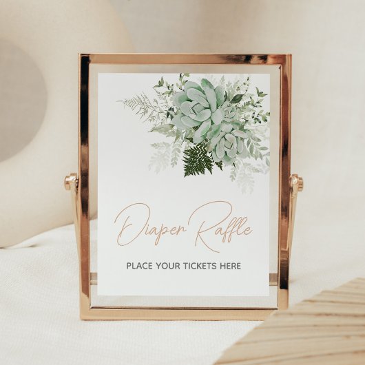 Baby in Bloom Succulent Baby shower Luier Raffle Poster