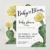 Baby in Bloom Succulent Baby shower Uitnodiging (Voorkant / Achterkant)