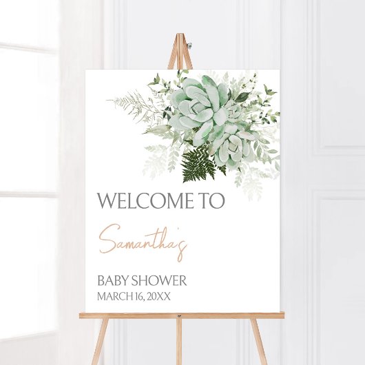 Baby in Bloom Succulent Baby shower Welkom Poster