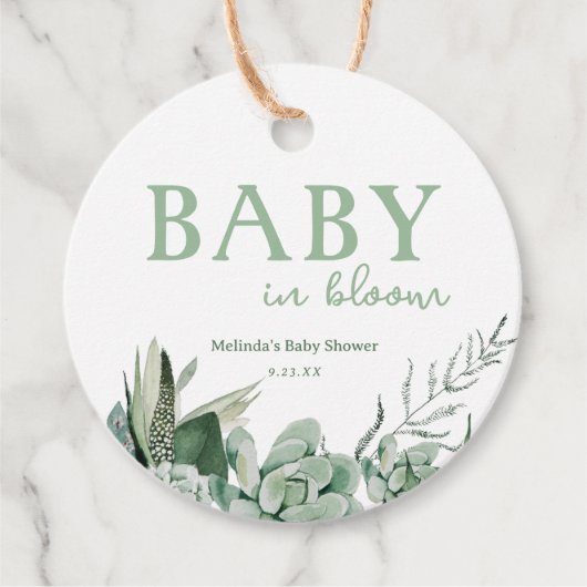 Baby in Bloom Succulent Bedankjes Labels (Voorkant)
