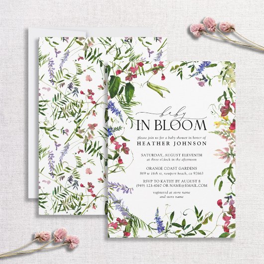 Baby in Bloom Summer Wildflower Baby shower Kaart