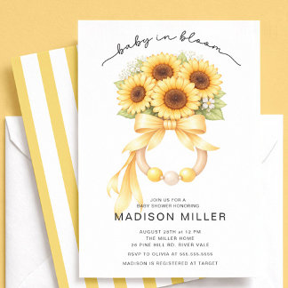 Baby in Bloom Sunflower Baby Shower Invite Kaart