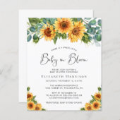 Baby in Bloom Sunflower Eucalyptus Shower Invite (Voorkant / Achterkant)