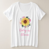 Baby in Bloom Sunflower Pink Floral Grote Maat T-shirt (Design voorkant)