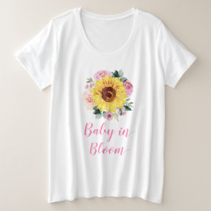 Baby in Bloom Sunflower Pink Floral Grote Maat T-shirt