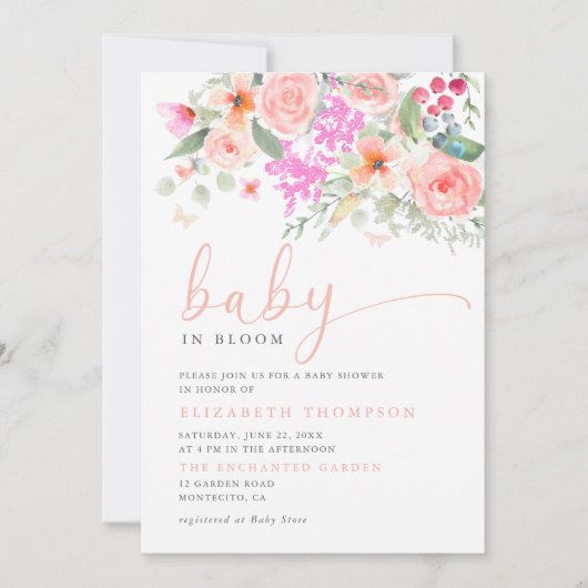 Baby in Bloom Sunny Garden Bloemen Meisje Baby sho Kaart (Voorkant)