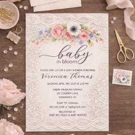 Baby in Bloom Sweet Floral Baby Shower Invitation Kaart
