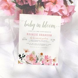 Baby in Bloom Sweet Pink Garden Thmed Baby shower Briefkaart