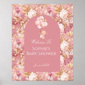 Baby In Bloom Teddy Bear Welcome Poster (Voorkant)