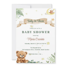 baby in Bloom Teddybeer Baby shower uitnodiging