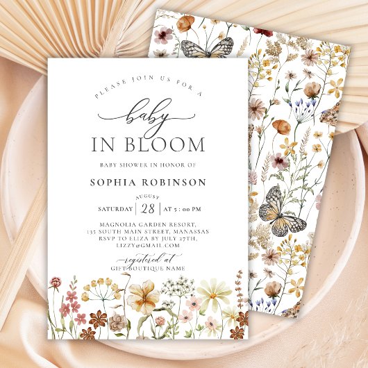 Baby in Bloom Terracotta Wildflower Baby shower Kaart