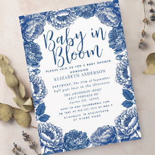 Baby in Bloom Toile De Jouy Floral Baby shower Kaart