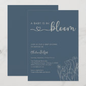 Baby in Bloom, Topaz Blue Wildflower Baby shower Kaart (Voorkant / Achterkant)