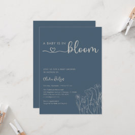 Baby in Bloom, Topaz Blue Wildflower Baby shower Kaart