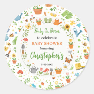 Baby in Bloom Tuin Baby Shower   Schattig Bloemend Ronde Sticker