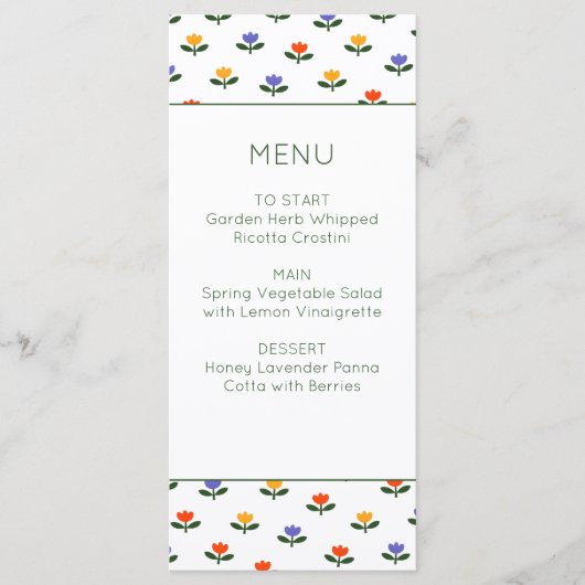 Baby in Bloom Tulip Trendy Modern Baby Shower Menu (Voorkant)