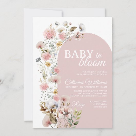 Baby In Bloom Uitnodiging Baby Shower (Voorkant)