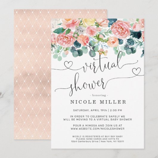 Baby in Bloom | Uitnodiging virtueel Baby shower (Voorkant / Achterkant)