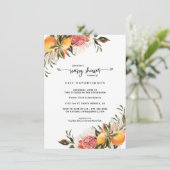 Baby in Bloom | Uitnodiging voor Citrus Baby showe (Staand voorkant)