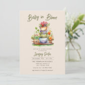 Baby in Bloom | Uitnodiging voor een Baby shower v (Staand voorkant)
