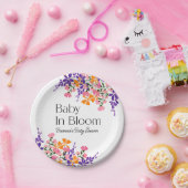 Baby in Bloom Vibrant Spring Flowers Baby shower Papieren Bordje (Feest)