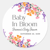 Baby in Bloom Vibrant Spring Flowers Baby shower Ronde Sticker (Voorkant)