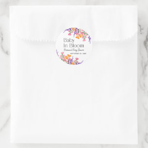 Baby in Bloom Vibrant Spring Flowers Baby shower Ronde Sticker